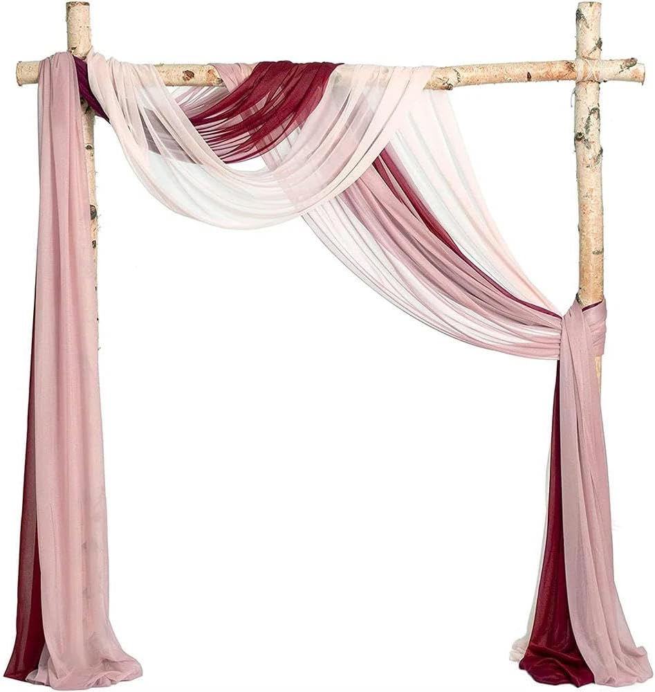 KeuLen Wedding Arch Draping Fabric,300CM * 75CM 1PCS Wine Red Wedding Arch Draping Fabric Chiffon Arch Drapes for Party Outdoor Wedding Decor Table Runner Sheer Curtain (Color : Caramel)