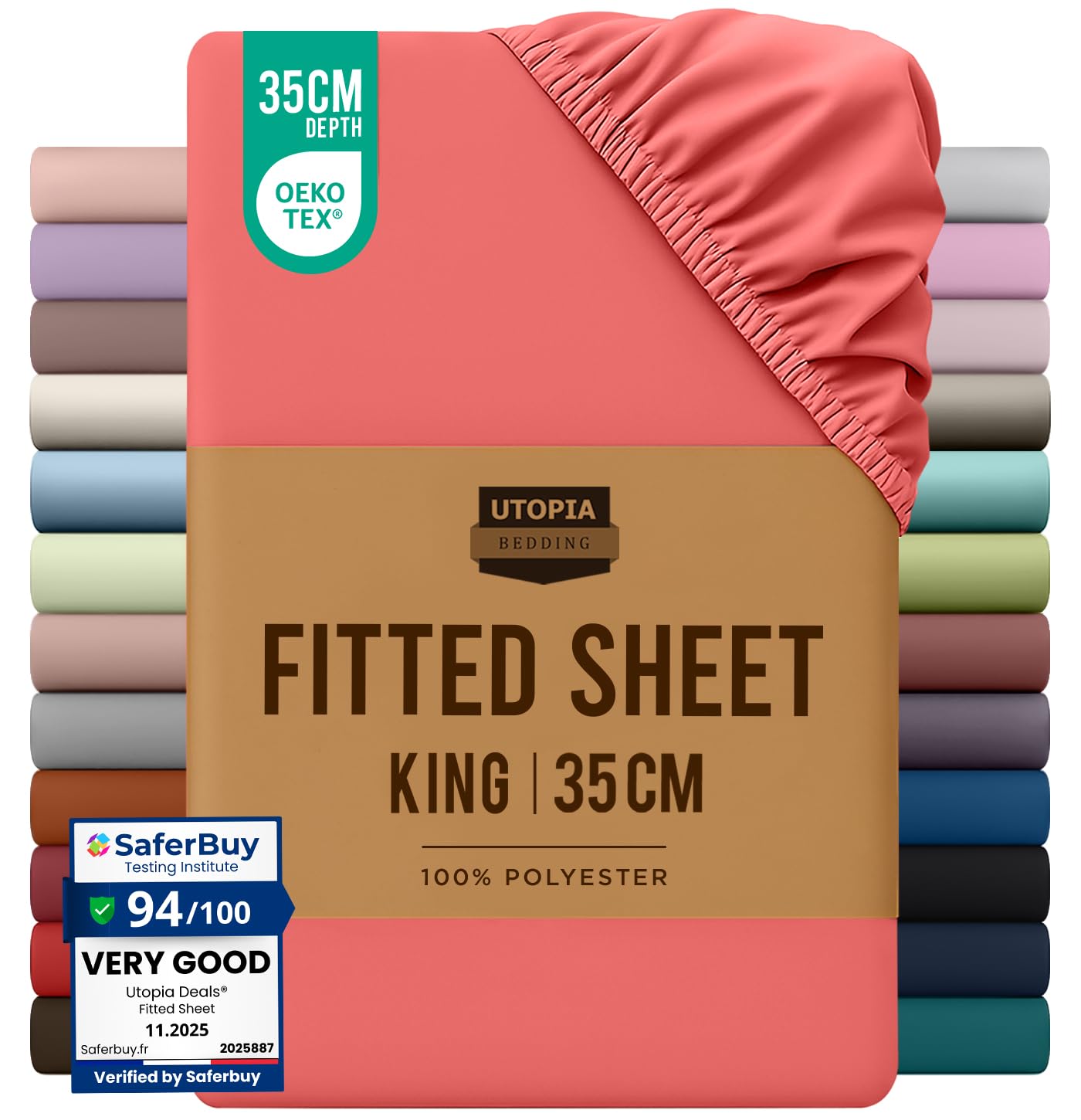Utopia Bedding Fitted Sheet King, White - Deep Pocket 14 inch (35 cm) - Easy Care - OEKO-TEX Certified - Soft Brushed Microfibre Fabric - Shrinkage and Fade Resistant - Bottom Sheet — view 140