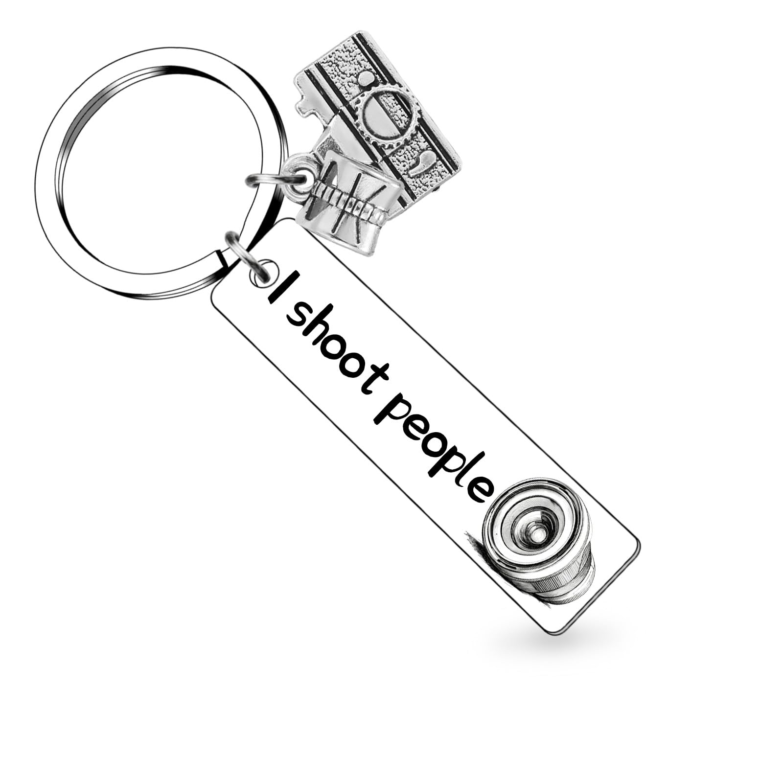 QuLuvaeri Camera Lovers Keychain Photographer Gift I Shoot People Keyring Gifts for Photography Lover Photo Club Gift for Photographer