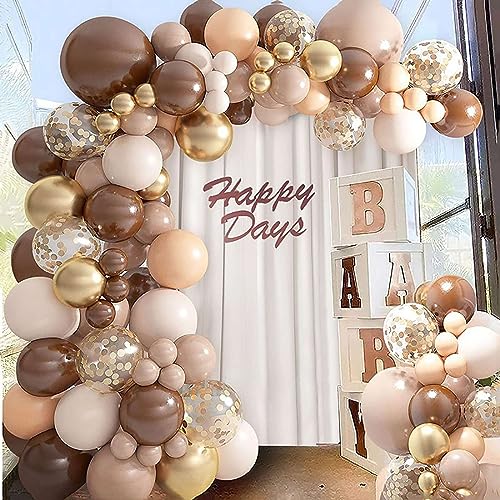 Image of KALOR 10 Inch Retro Khaki Balloons, 100 Pcs Latex Helium Balloons for Kid's Birthday Party Baby Shower Wedding Graduation Graduation Party Decorations