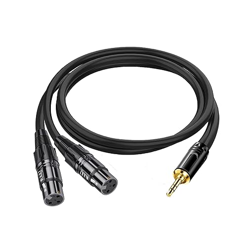 Vista 11 de XLR a RCA Cable adaptador XLR hembra a doble RCA macho conector de cable de audio (3 pies) negro Cable XLR hembra a 2-RCA macho