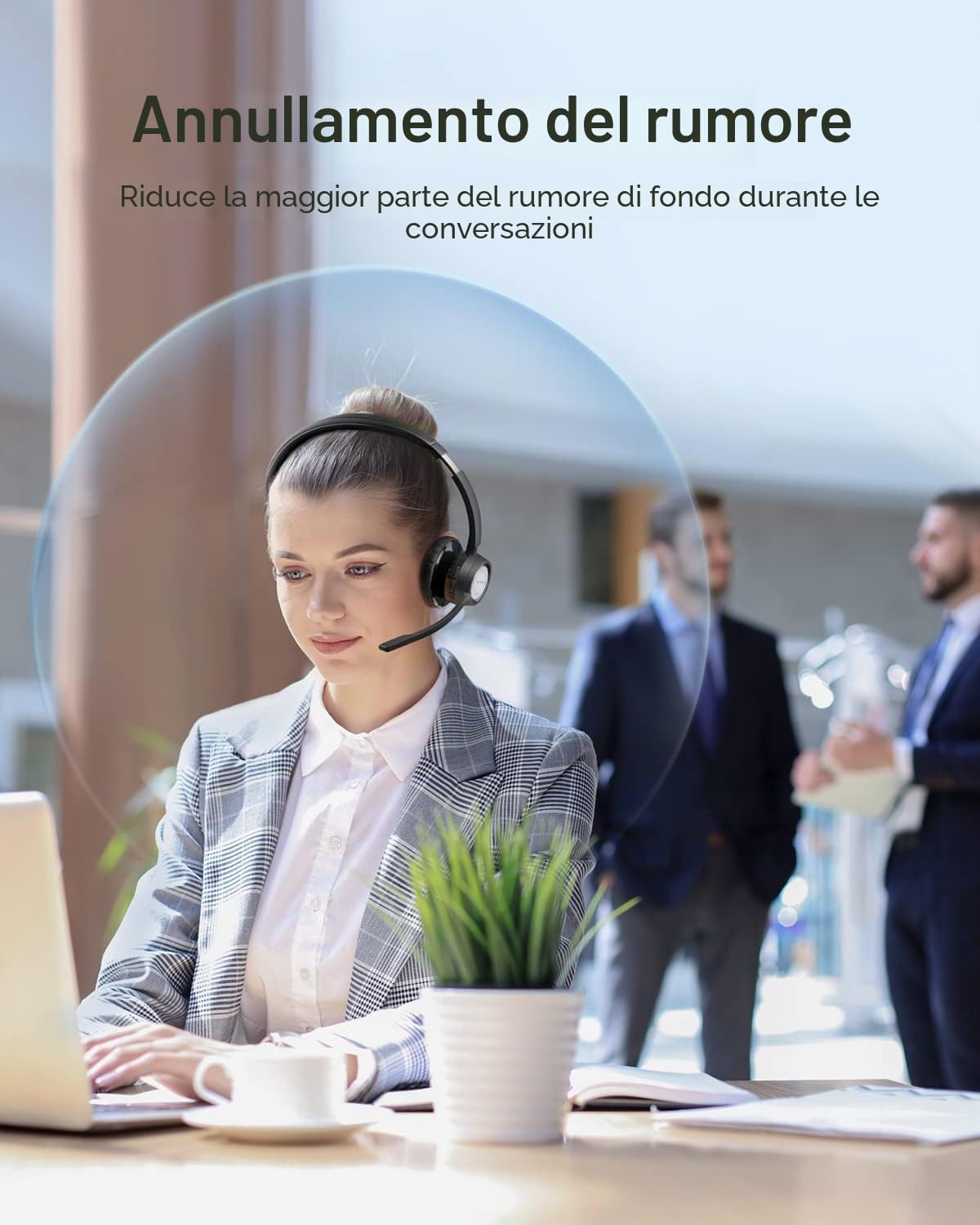 Link Dream Cuffie con Microfono Senza Filo e USB dongle, Cuffia Bluetooth Wireless PC Antirumore, Auricolare Business con 20 ore di conversazione, V5.0, Mic Mute, per Call Center, Skype Zoom, etc