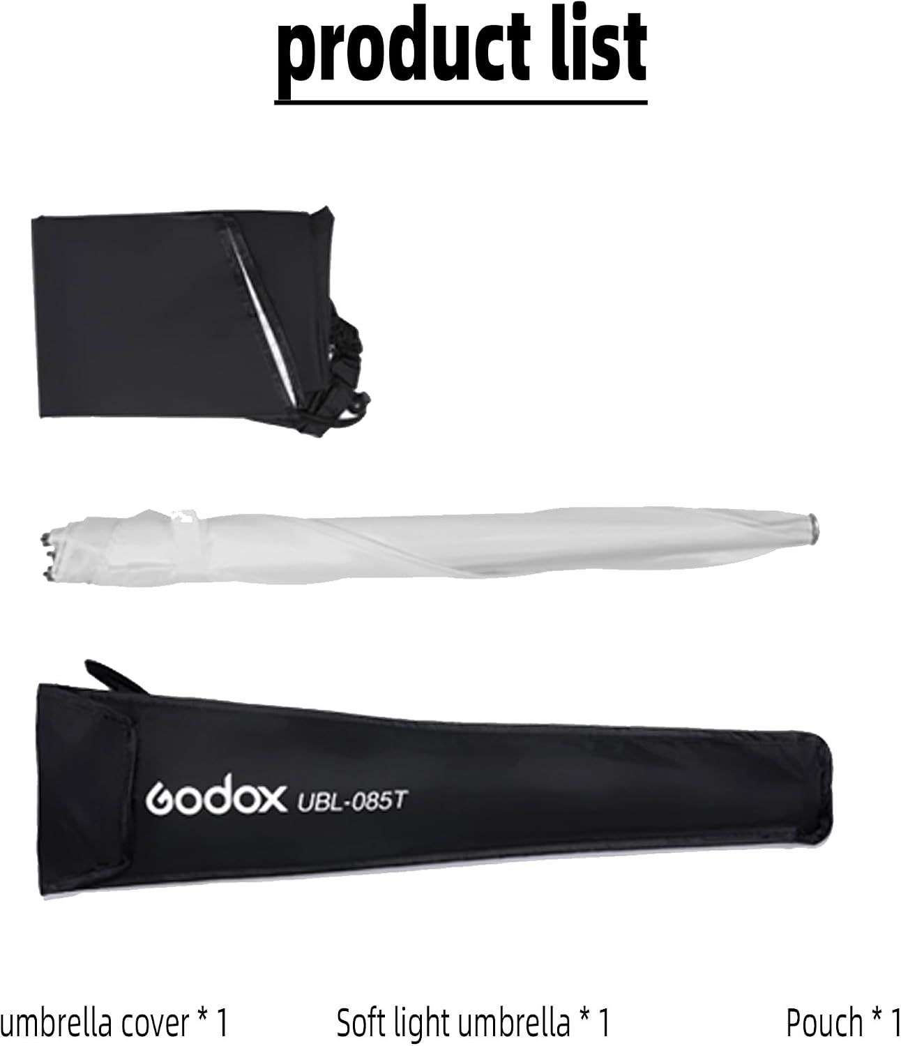 Godox UBL-085S 85cm White Black Reflective Lighting Light Umbrella and Diffuser Cover for Video Shooting