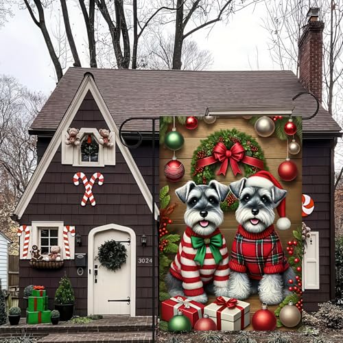 Image of BlissYard Schnauzer Winter Garden Flag 12x18 Inch Polyester