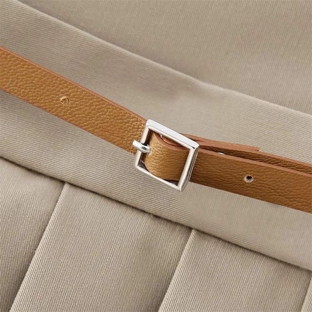 Cinture Bretelle Gonne Corte da Donna Gonne Corte da Donna con Decorazione a Cintura Gonna a Pieghe Stile Preppy Primaverile Cerniera Gonna Corta a Vita Alta Gonna Corta