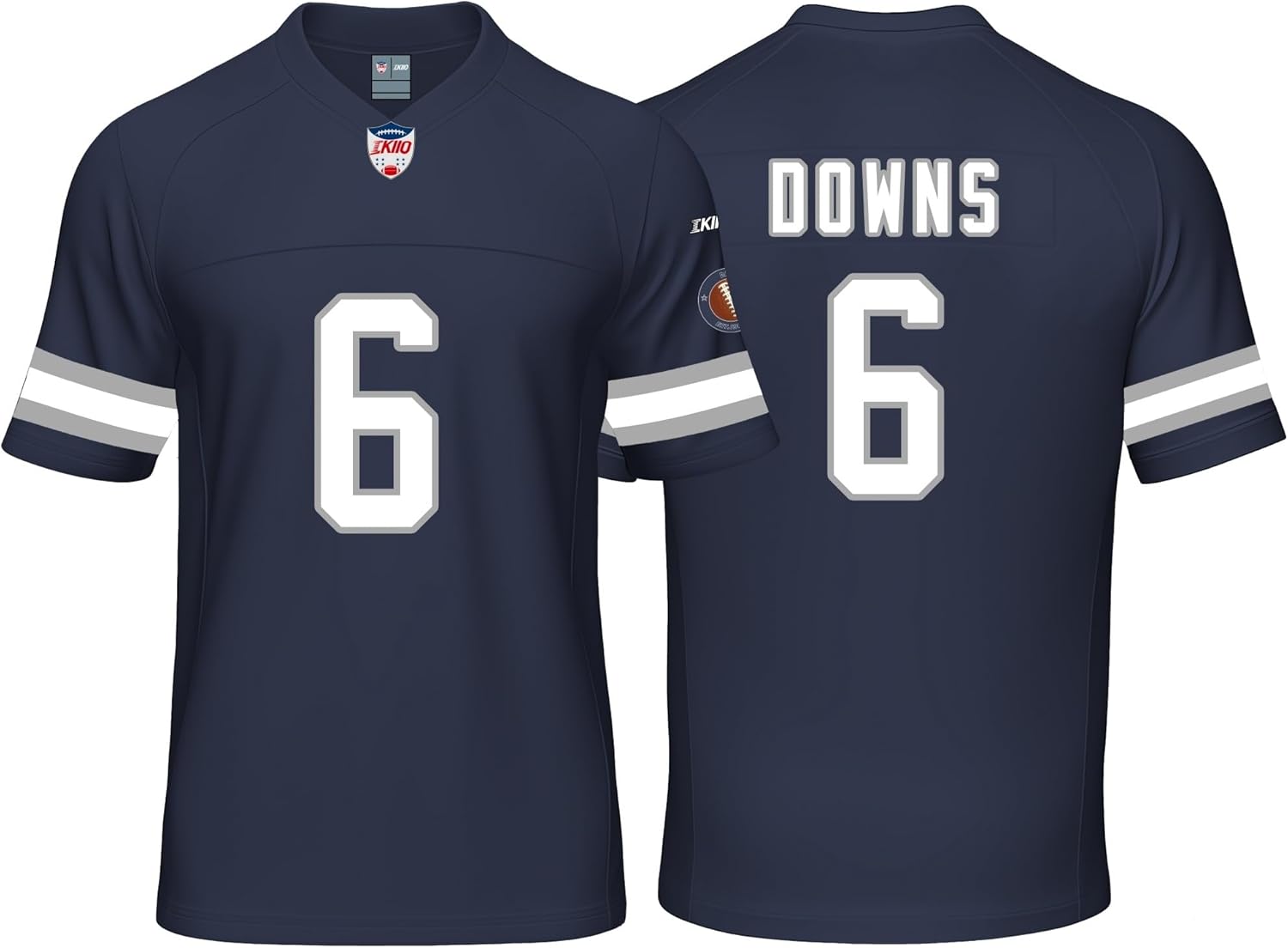 Custom Mens/Youth Football Stitched T-Shirt for Sports Fan Blue No Brand/Logos