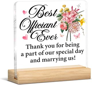 Best Wedding Officiant Gifts for Women, Bridesmaid Gifts for Wedding Day, Best Officiant Ever Floral Clear Acrylic Desk Decorative Sign Decor