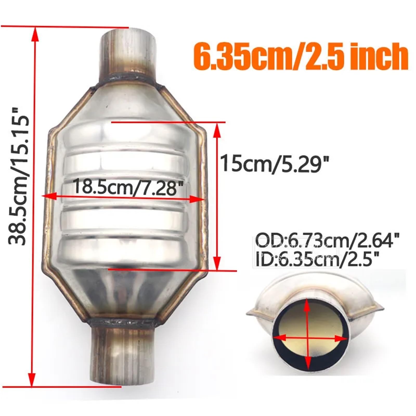 katalizator samochodowy 51 mm 57 mm 63 mm EURO 1 Uniwersalny katalizator z ceramicznym katalizatorem o wysokim przepływie 400 CPSI, stal nierdzewna 409 | 57mm ID