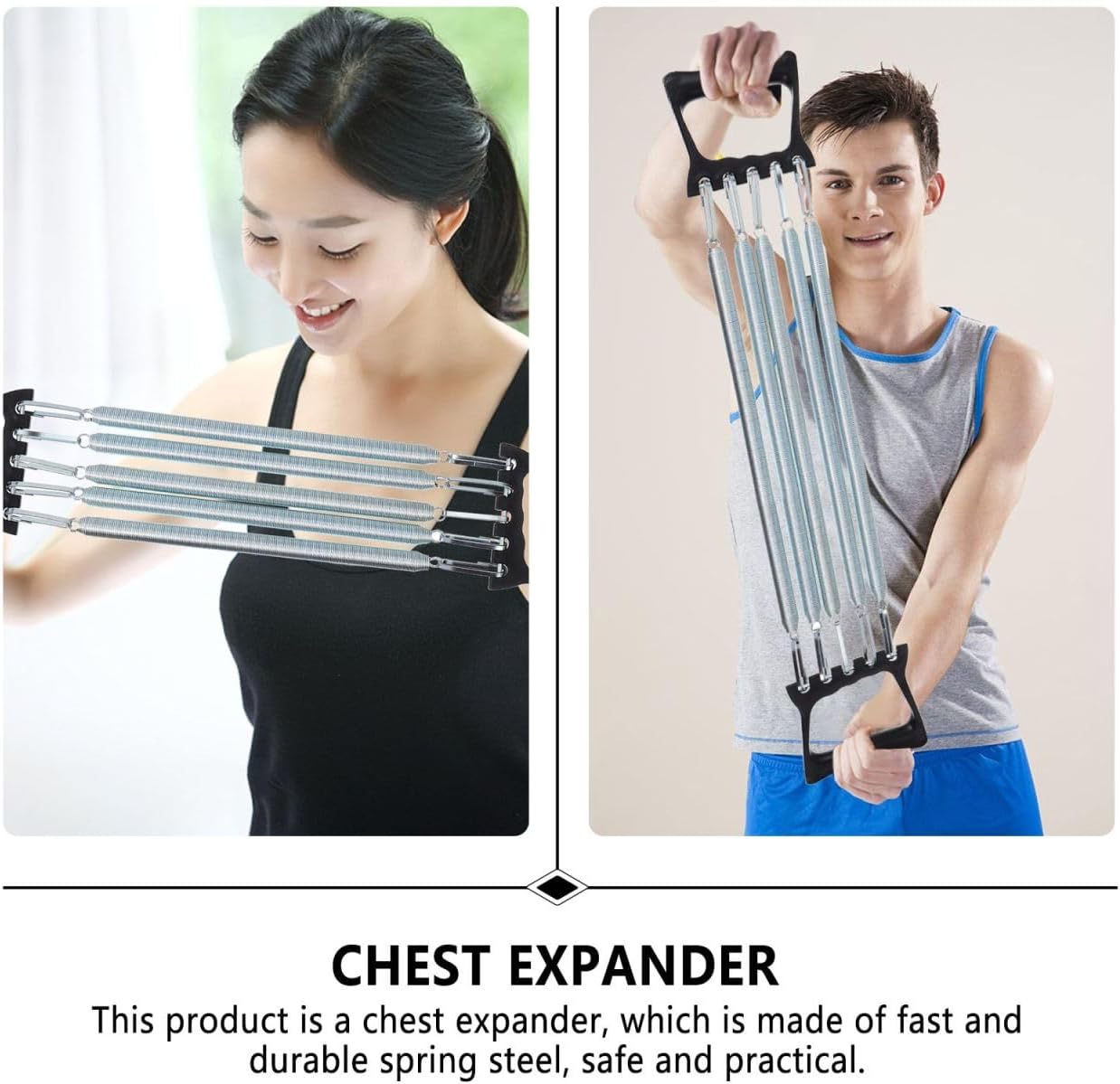 Toddmomy Chest Expander Resistance Band Spring Steel Arm Puller for Upper Body Muscle Training Home Gym Exercise Equipment for Chest Arms and Shoulder Strengthening 21.65In Length