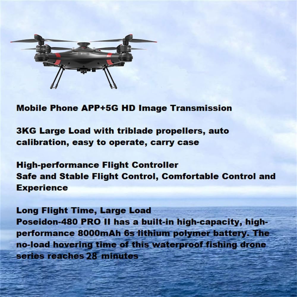 Miglior drone da pesca con rilascio di esca 3 kg di carico utile, drone Triblade FPV 33 minuti Ritorno automatico Droni impermeabili con telecamera per adulti 4K