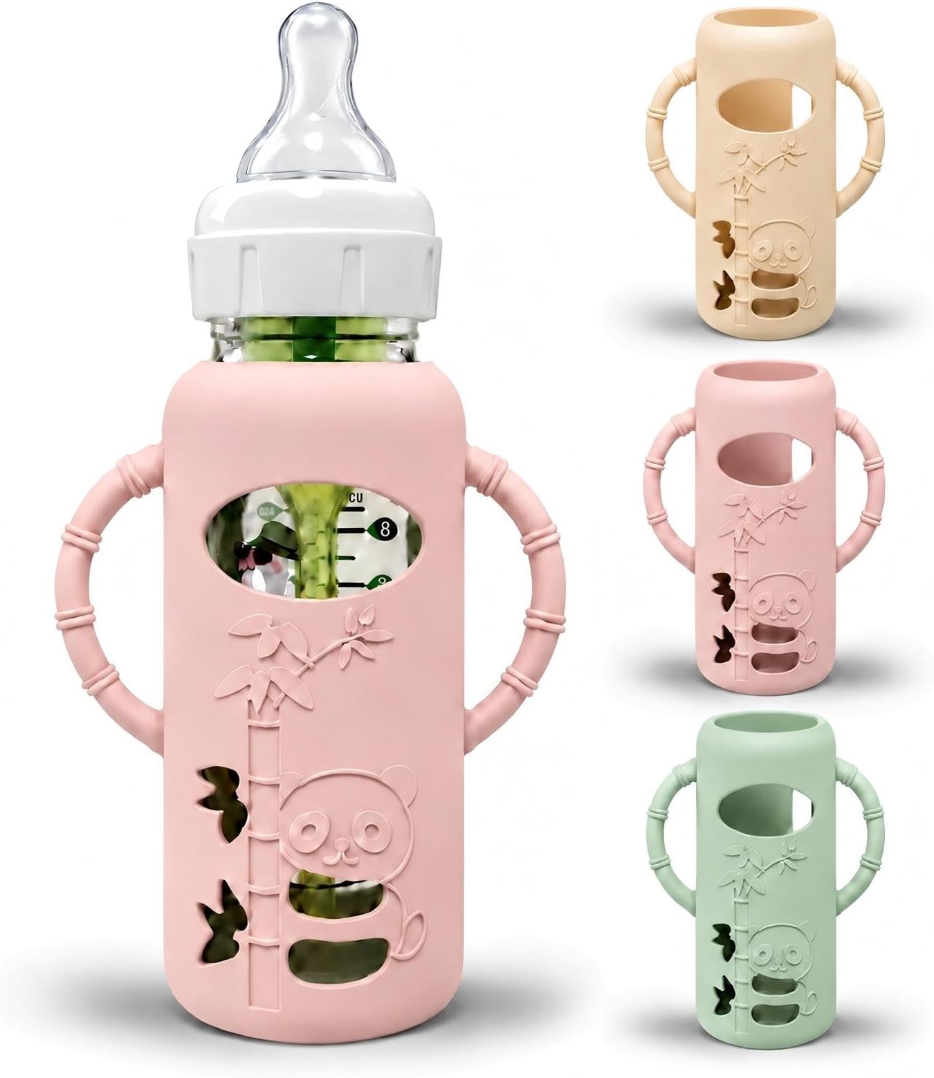 for Dr. Brown's Glass Bottles 8 oz, 3-Pack Silicone Sleeves with Handles