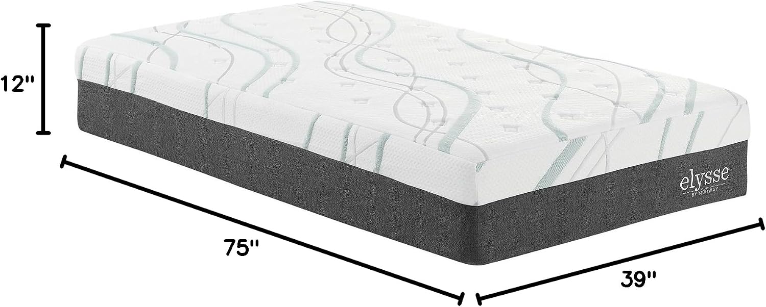 Modway Elysse 12" Cooling Hybrid CertiPUR-US Certified Memory Foam Twin Mattress