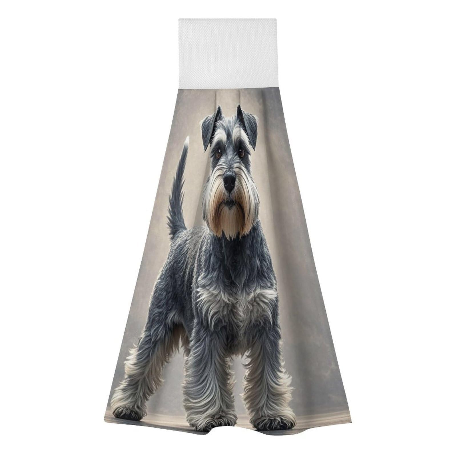 BTCOWZRV Schnauzer Hanging Kitchen Towels with Loop, 2 PCS Luxury Hand Towels for Bathroom, Soft Microfiber Absorbent Face Towels Quick Dry Cleaning Cloths for Kitchen Dish Towels