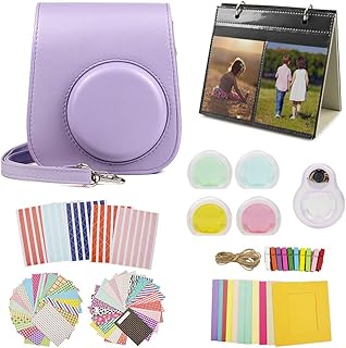 MUZIRI KINOKOO mini 11 - Custodia protettiva per Fujifilm Instax mini 11 con 8 accessori utili kit borsa fotocamera, 4 filtri lenti e lenti selfie, viola