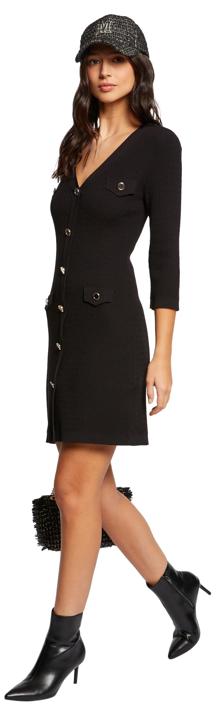 Morgan Robe pull ajustée manches 3/4 à boutons
