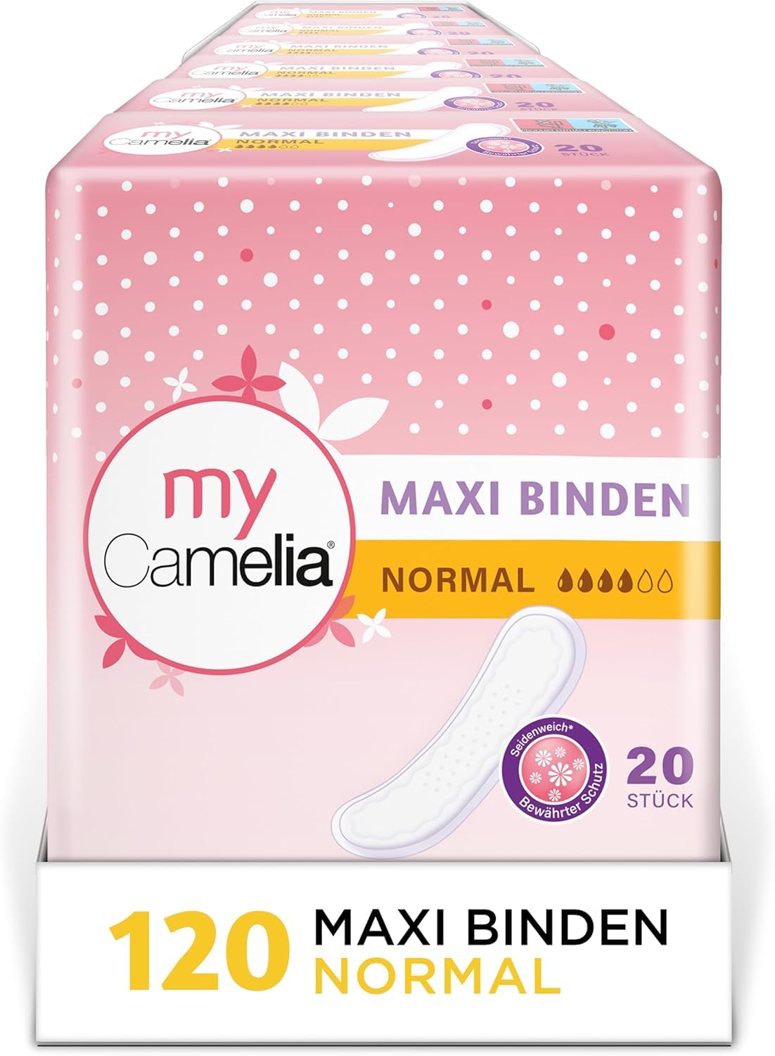 1 x Camelia Maxi Binden NORMAL-Set 120 Stück(6 x 20) inkontinenzeinlagen für Damen Monatspackung