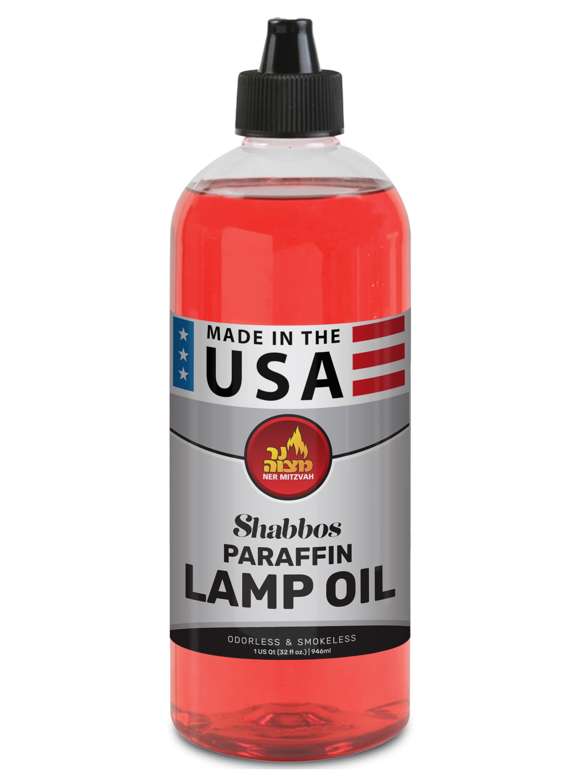 Paraffin Lamp Oil, Red Smokeless, Odorless, Clean Burning Fuel for Indoor and Outdoor, Use with E - Z Fill Cap and Pouring Spout, 32oz