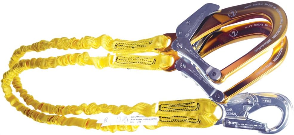 Guardian Fall Protection 21215 6-Feet Double Leg Internal Shock Lanyard with HS Aluminum Snap Hook