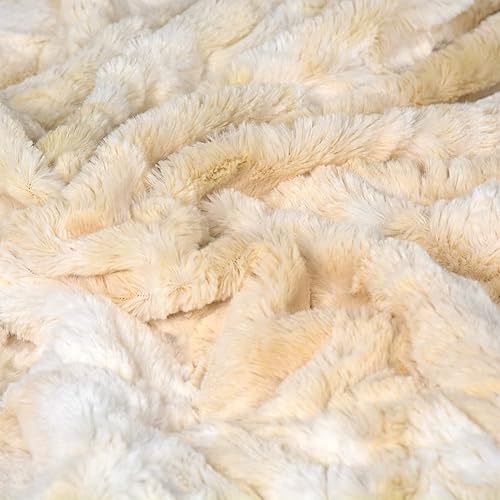 Miniatura 3 de Manta suave de piel sintética, manta de lujo de doble cara de felpa de 60 x 80 pulgadas para adultos, acogedora manta de felpa mullida y cálida para