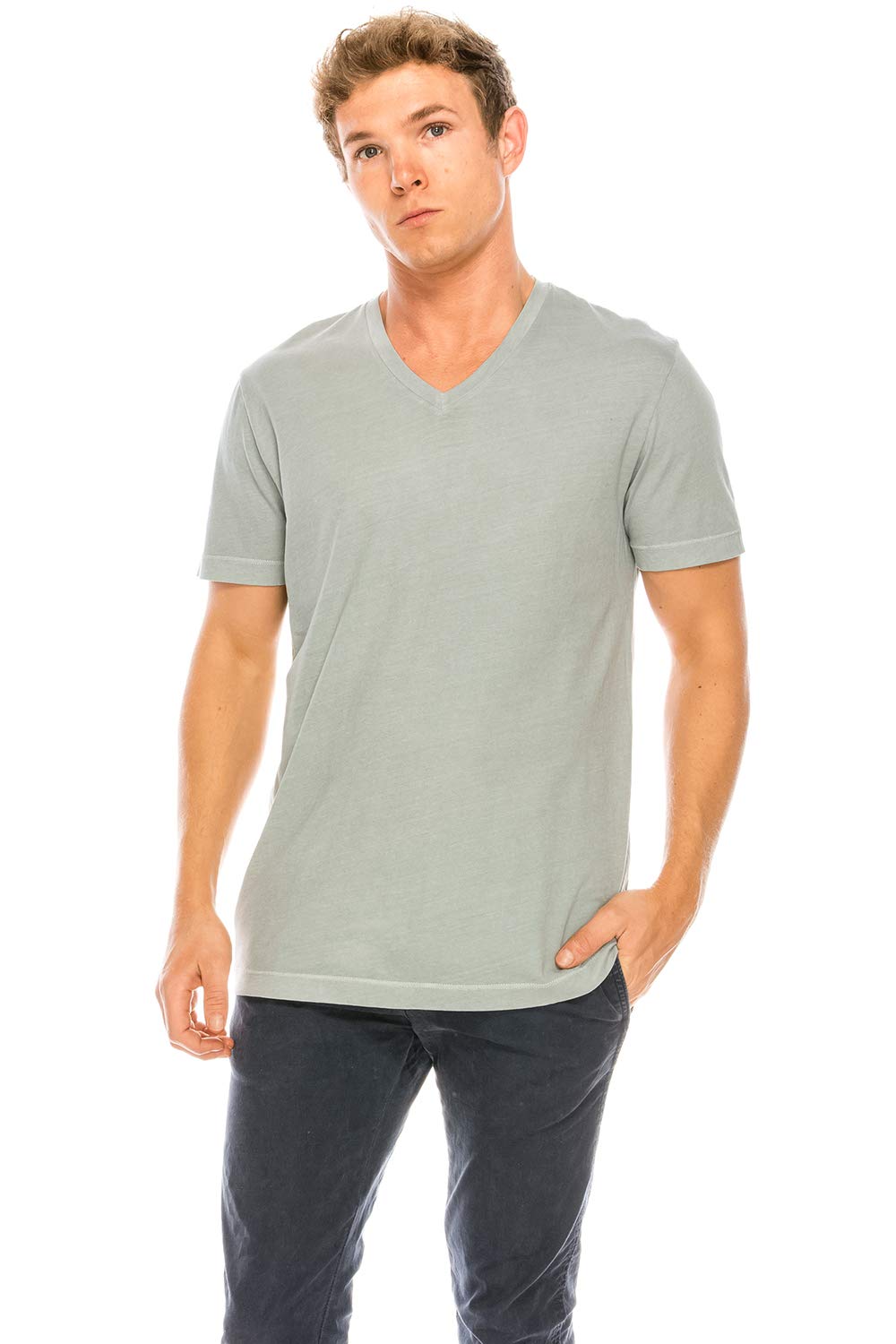 YURO-K Men's Short Sleeve V-Neck T-Shirt Premium Cotton Classic Short Sleeve V-Neck T-Shirt
