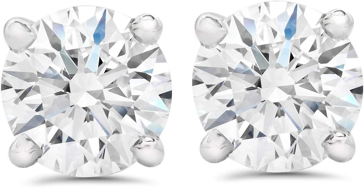 Certified 6.06Ct Excellent Cut Diamond Studs 14k Gold Screw Back Lab Created