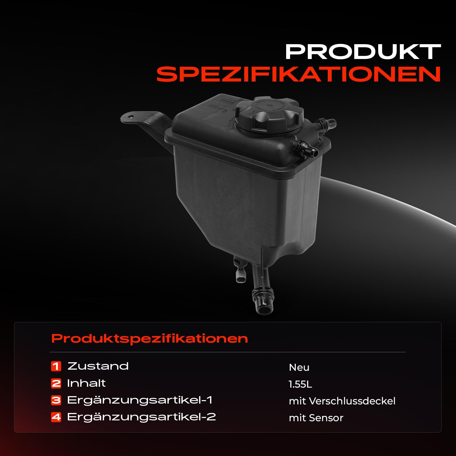 Frankberg Ausgleichsbehälter Kühlmittelbehälter Mit Sensor Mit Deckel Kompatibel mit 5er E60 E61 6er E63 E64 Benzin 2001-2010 17137542986