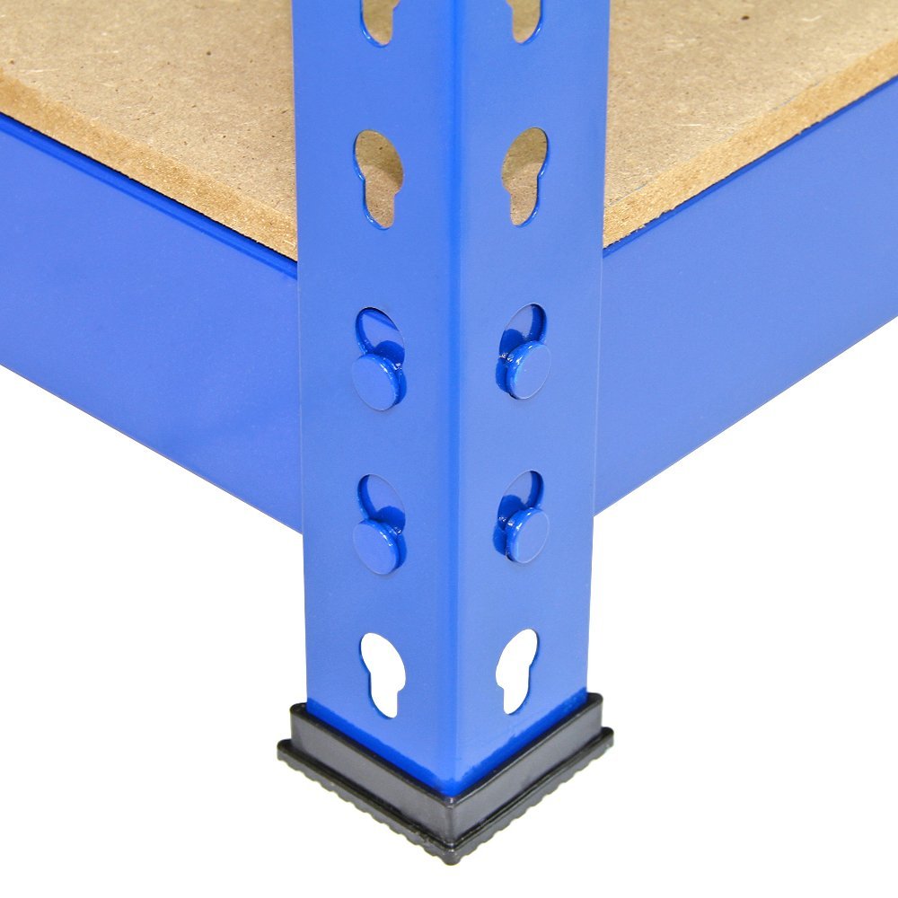 3 Estanterías Metálicas Azules Q-Rax sin Tornillos 120x50x183cm de 5 Estantes Baldas Repisas Capacidad Peso 200kg por Estante Almacenamiento Almacenaje Herramientas Taller Garaje Cobertizo Almacén