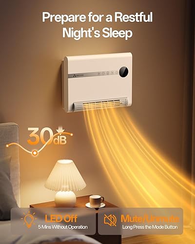 Miniatura 8 de Calentador de pared, calentador de espacio para dormitorio, calentador eléctrico PTC de 1500 W de calentamiento rápido para uso en interiores,