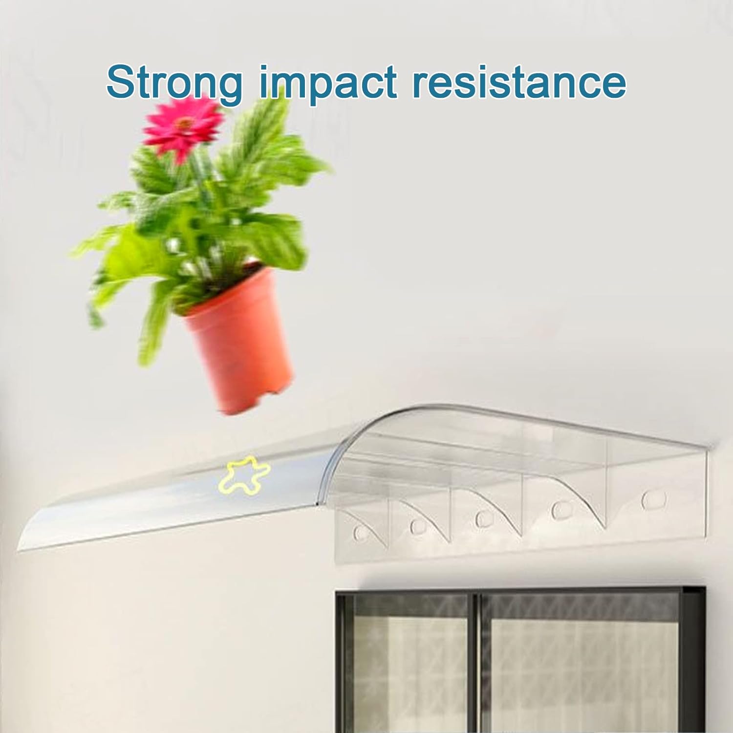 Curved Window Awning Canopy for Front Doors, 20"x16" UV Protection Patio Sunshade, Outdoor Door Awning Shelter, Durable Transparent Polycarbonate Cover