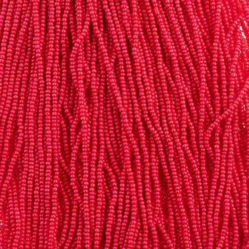 Czech Glass Seed Beads 11/0 (2.1mm Diameter) Terra Intensive Red Strung DIY Jewelry Making Beadss - 500g Bulk Bag by Preciosa (Jablonex)