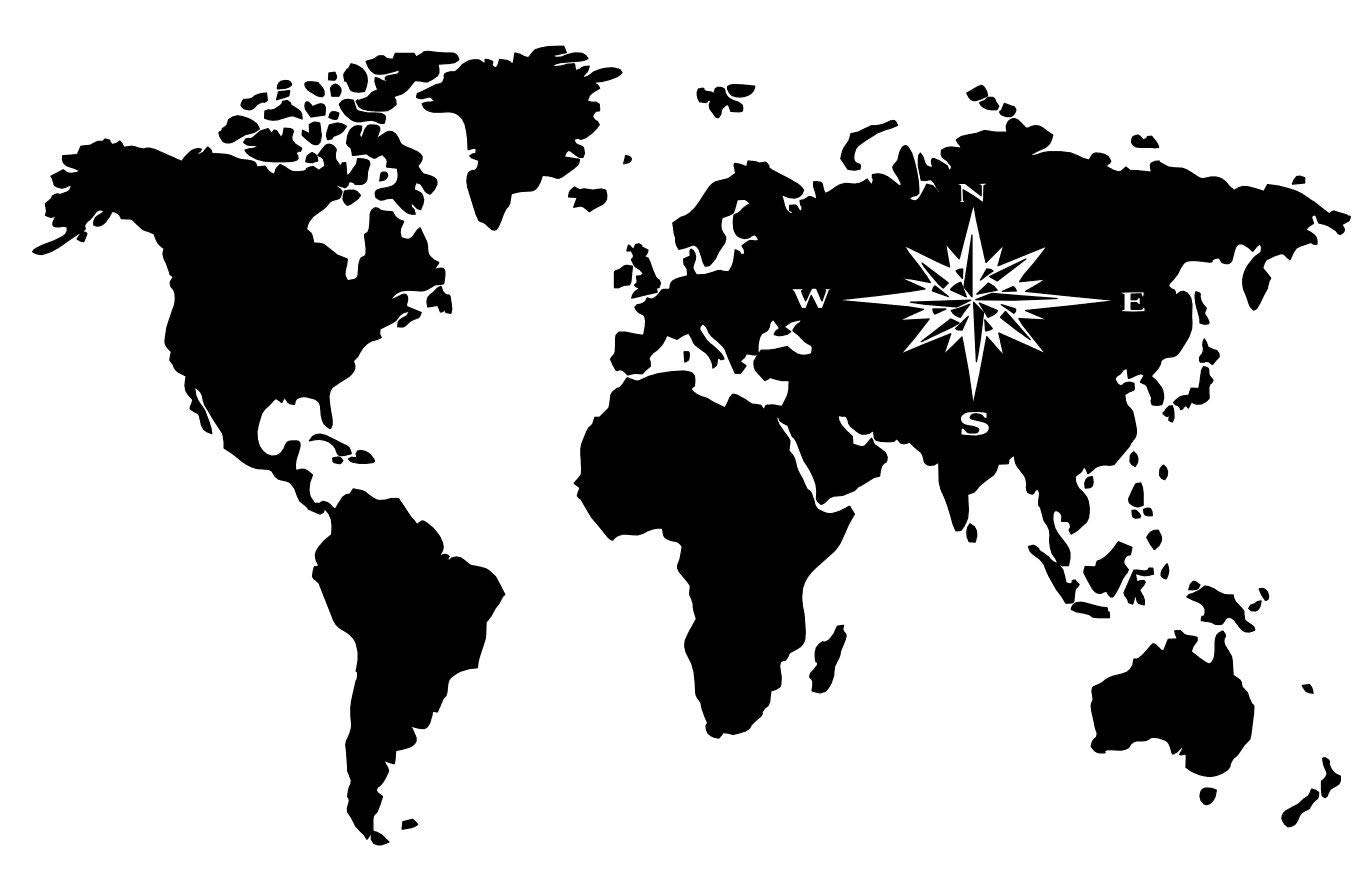 Autocollant carte du monde gris argenté brillant 50x30 cm
