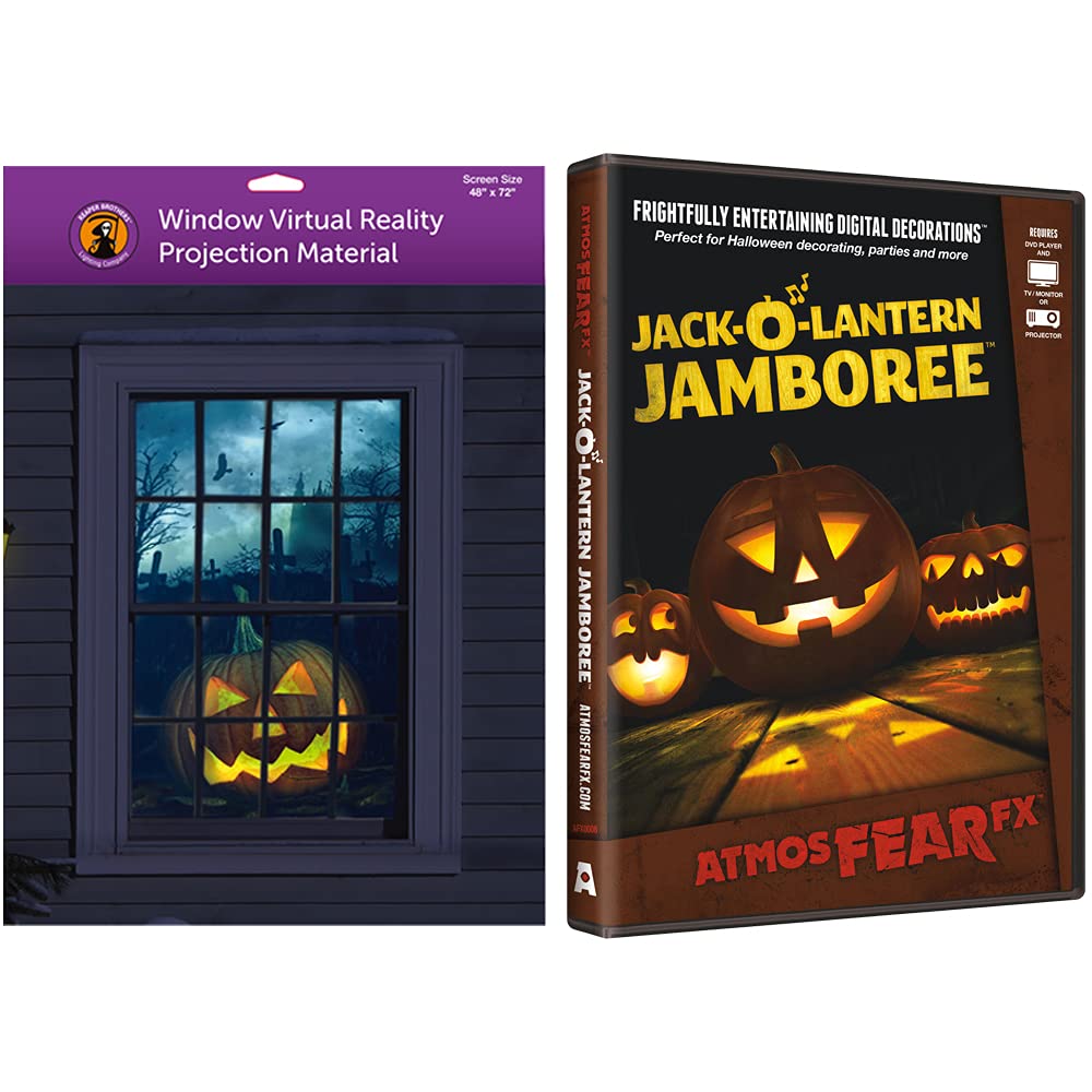 AtmosFearFx Halloween DVD with 48" x 72" White Reaper Brothers Rear Projection Screen (Jack-O-Lantern Jamboree DVD)
