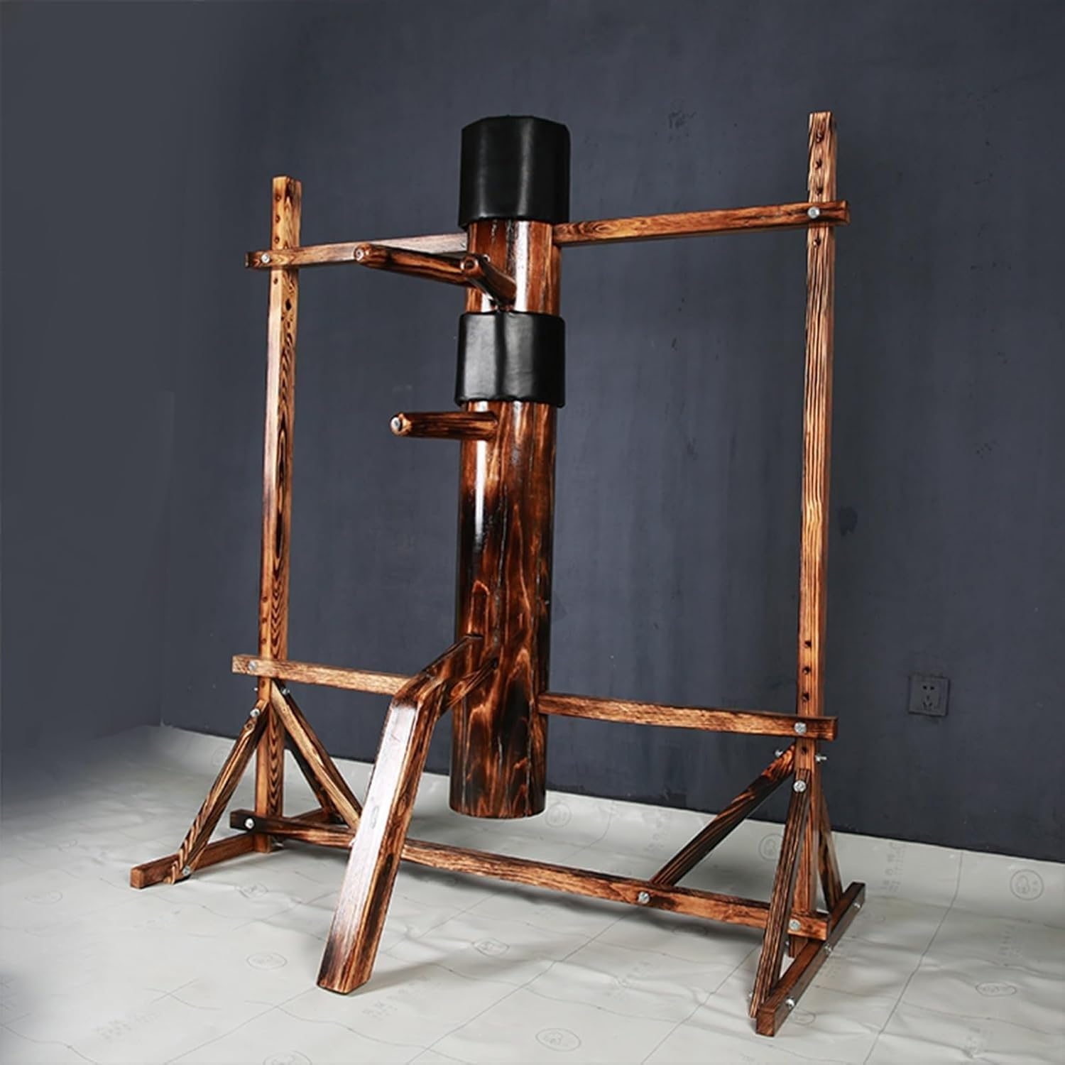 Freistehende Wing Chun Holzpuppe mit Stativfuß, höhenverstellbar Mook Yan Jong for Kampfsporttraining, Massivholzkonstruktion, 3 Farben erhältlich