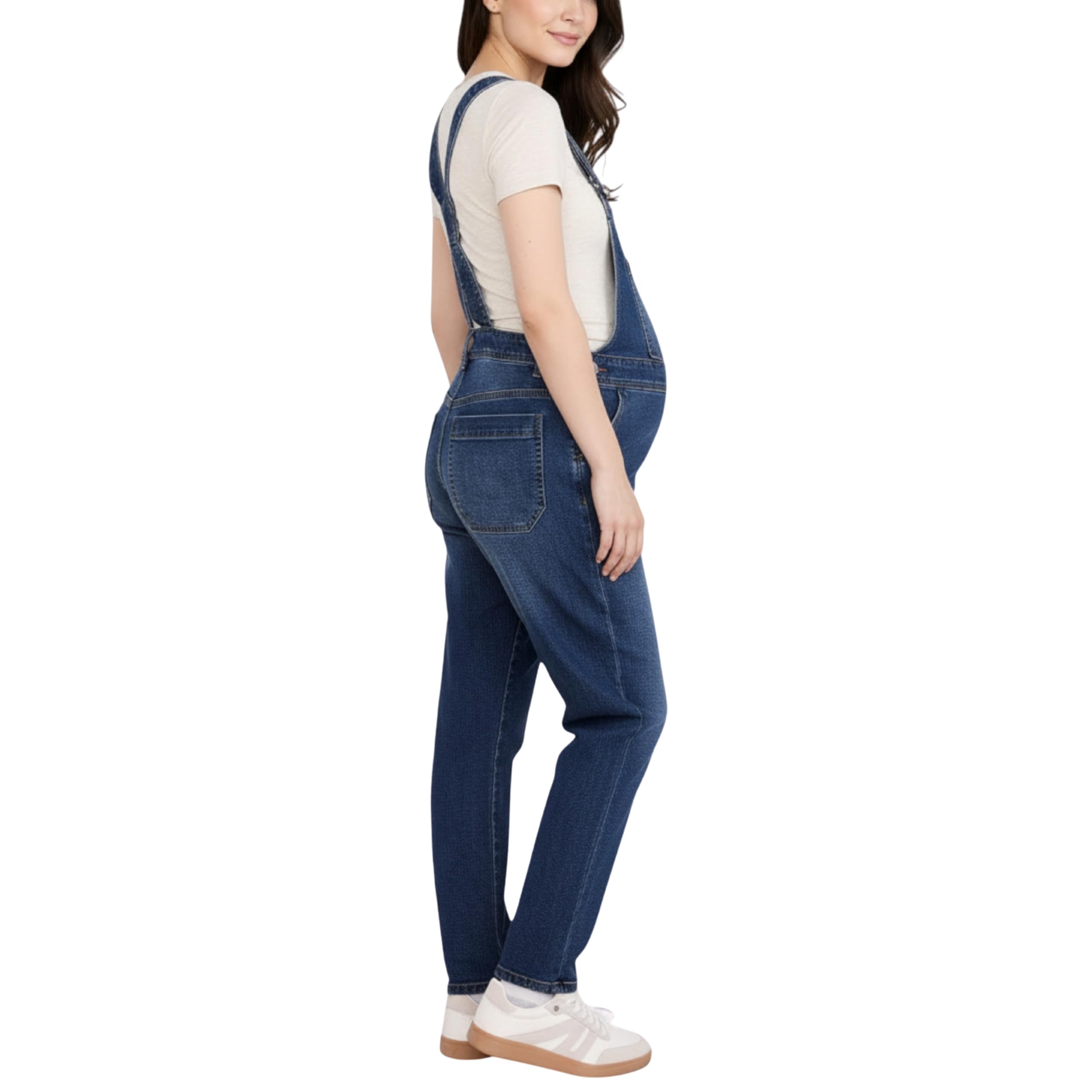 Motherhood Maternity Damen Relaxed Fit Straight Leg Denim Pregnancy with Adjustable Straps and Pockets Overalls