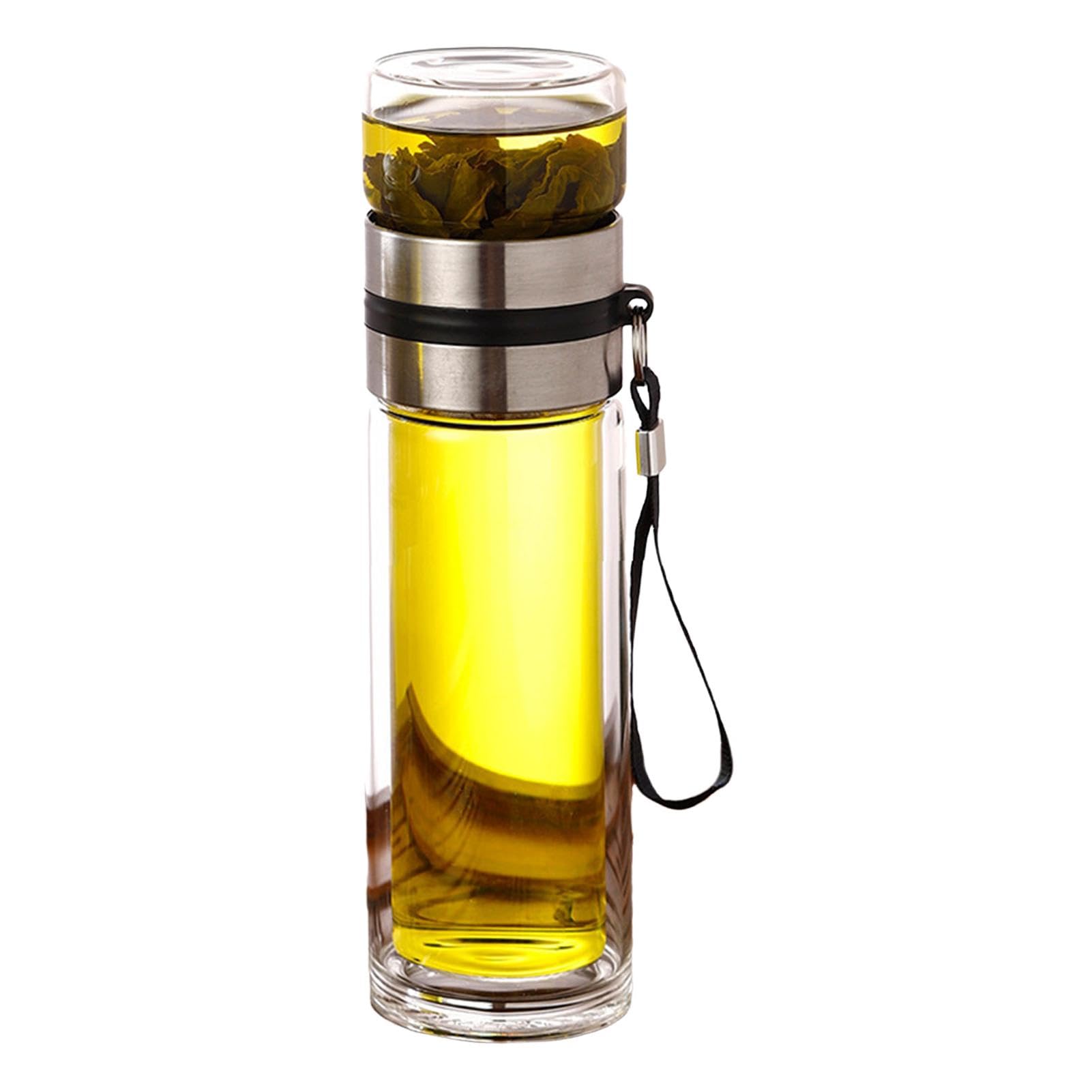 Glass Tea Tumbler with Infuser | Tea Brewing Glass Bottle | Portable Tea Infuser Flask, Leakproof Hot and Cold Brew Glass Water Bottle, Non-Slip Sleeve Glass Tea Infuser Bottle