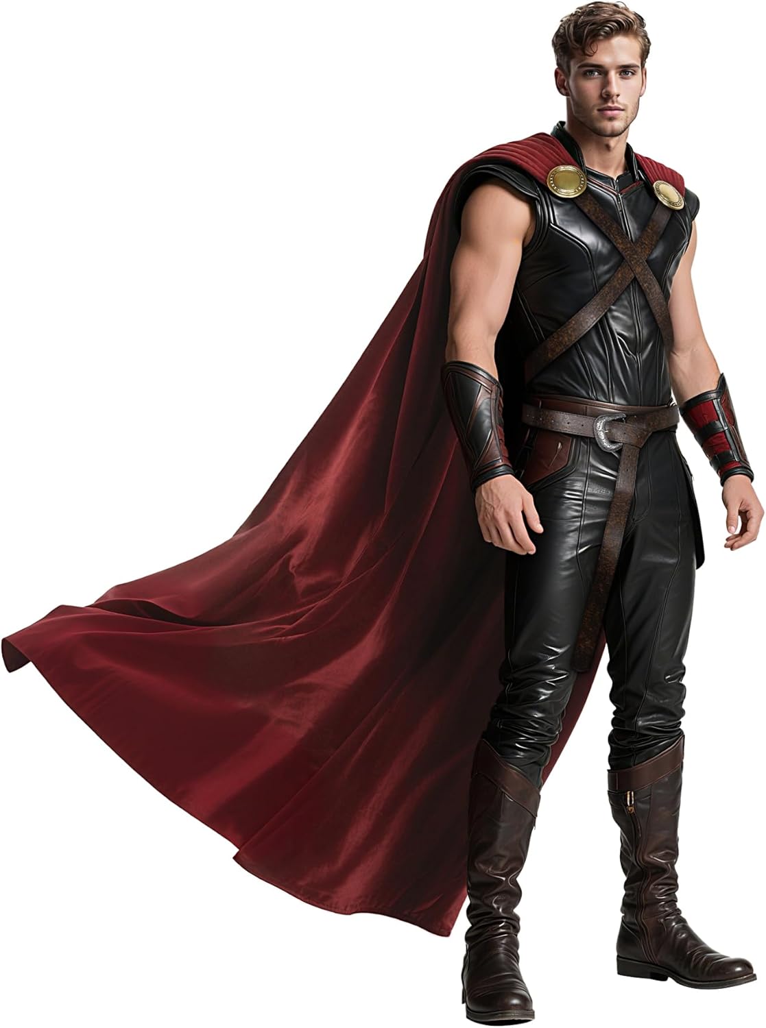 L'VOW Thunder God Cloak Medieval King Cape - Men Women Halloween Thor Cosplay Costume
