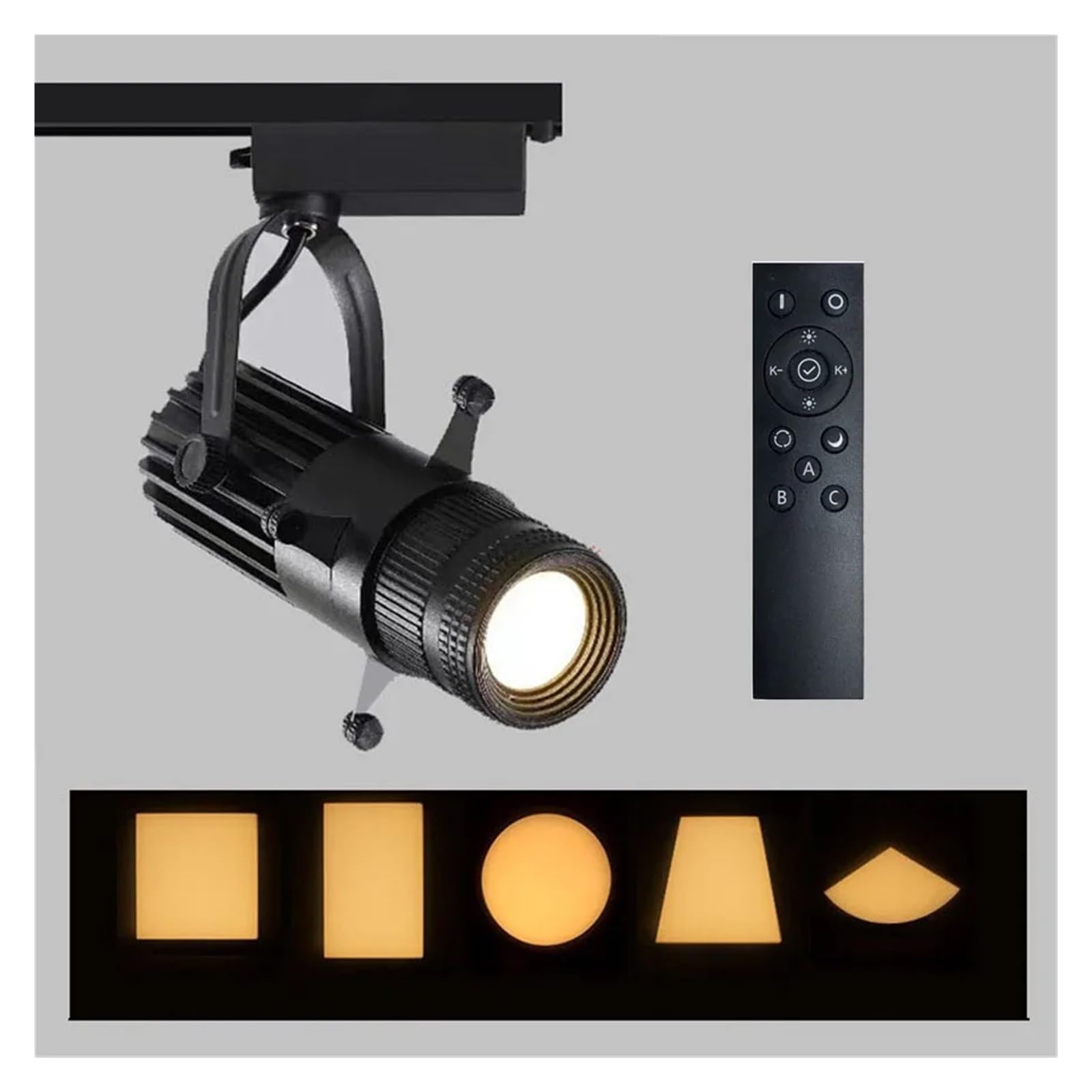 DJ-Lichter, 10 W, 20, 30, dimmbar, Formanpassung, Grafik-Schneidlicht, 2700 K bis 6500, zoombares LED-Schienenlicht, Malerei, LED-Deckenstrahler(20W,Black Track)