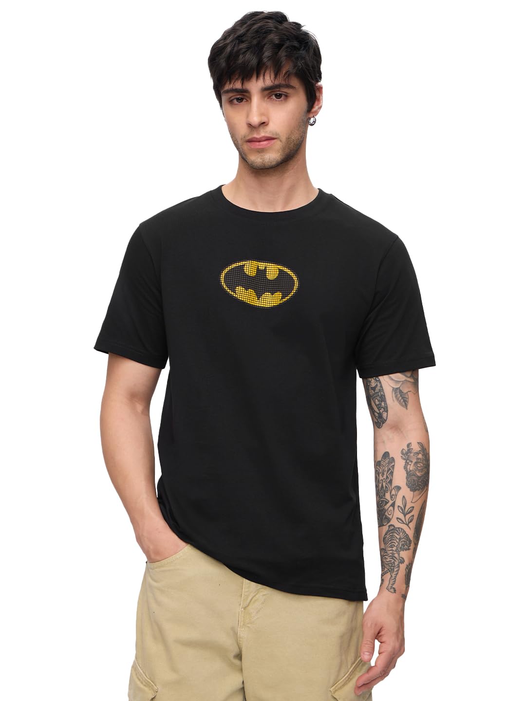 the souled store Batman: Classic Logo Men and Boys Short Sleeves Round Neck Printed Regular Fit Cotton T-Shirts-picture-20