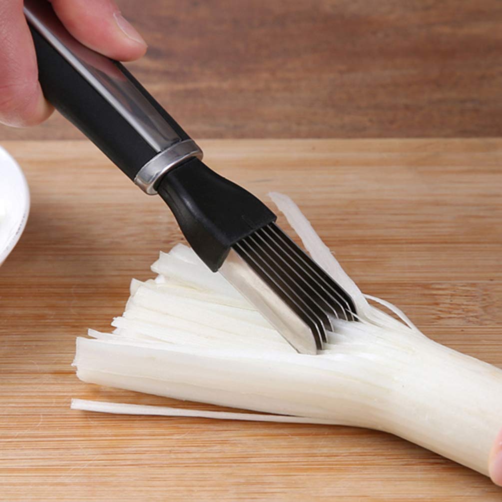 Cabilock Stainless Steel Scallion Cutter Green Onion Shredder Knife Scallion Slicer Vegetable Tool Slicer Kitchen Gadget for Home Restaurants Hotels (Silver)