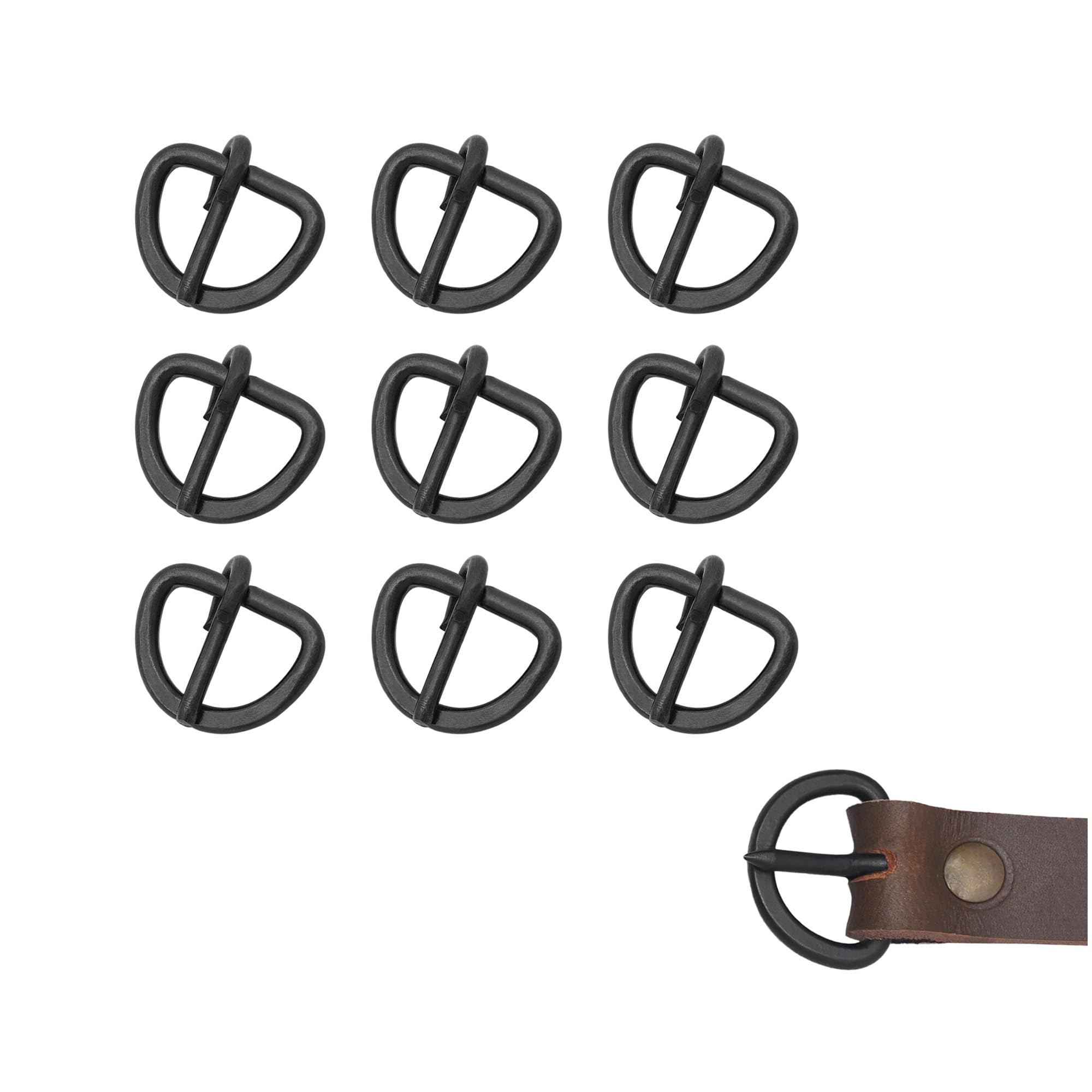 Lord of Battles Sturdy Buckle Leather Belt Accessory Ideal for LARP Medieval Ren Fair Cosplay Or Historical Reenactment (Set of 10 Hand Forged Buckle - Small)