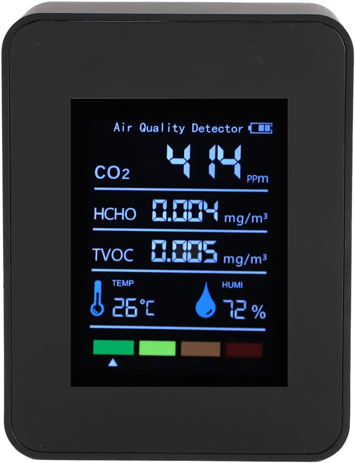 Portable Air Quality Detector, CO2 TVOC HCHO Humidity Temperature 5 in 1 Indoor Air Quality Tester, 1200mAh Air Quality Meter for Real Time Monitoring (White)