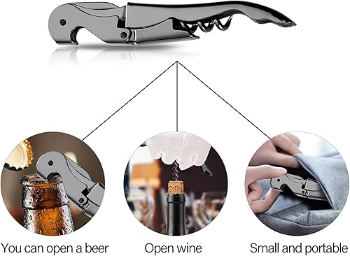 Miniatura 4 de Sacacorchos para camareros profesionales abrebotellas de vino, llave de vino de acero inoxidable, sacacorchos clásico todo en uno, abrebotellas y
