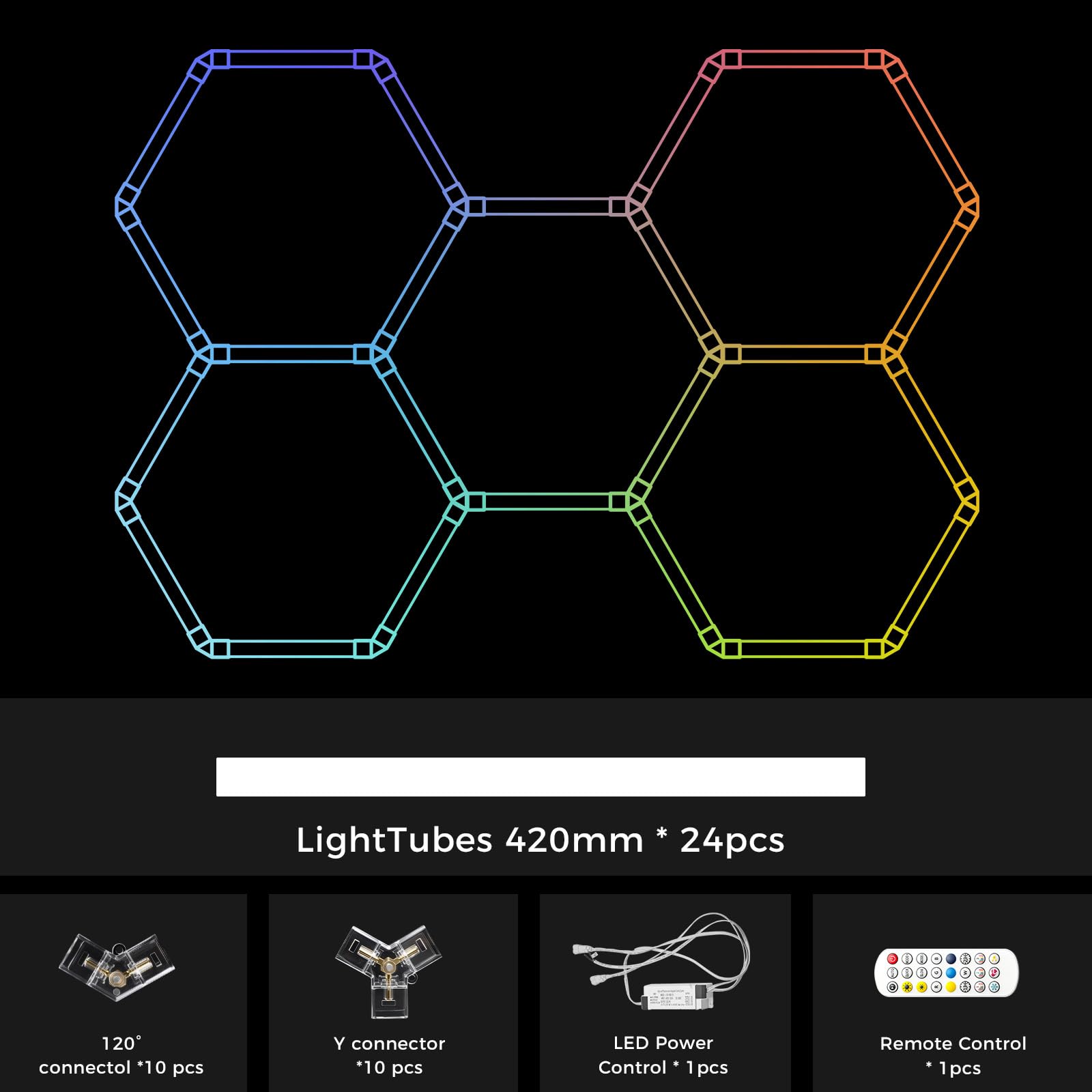 RGB LED Hexagon Beleuchtung 5 Hex 216W Deckenleuchten für Bar Party | dimmbare verknüpfbare Sechseck-Garagenleuchten mit Fernbedienung/APP für Gaming-Zimmer Fitnessstudio Auto-Schönheitssalon