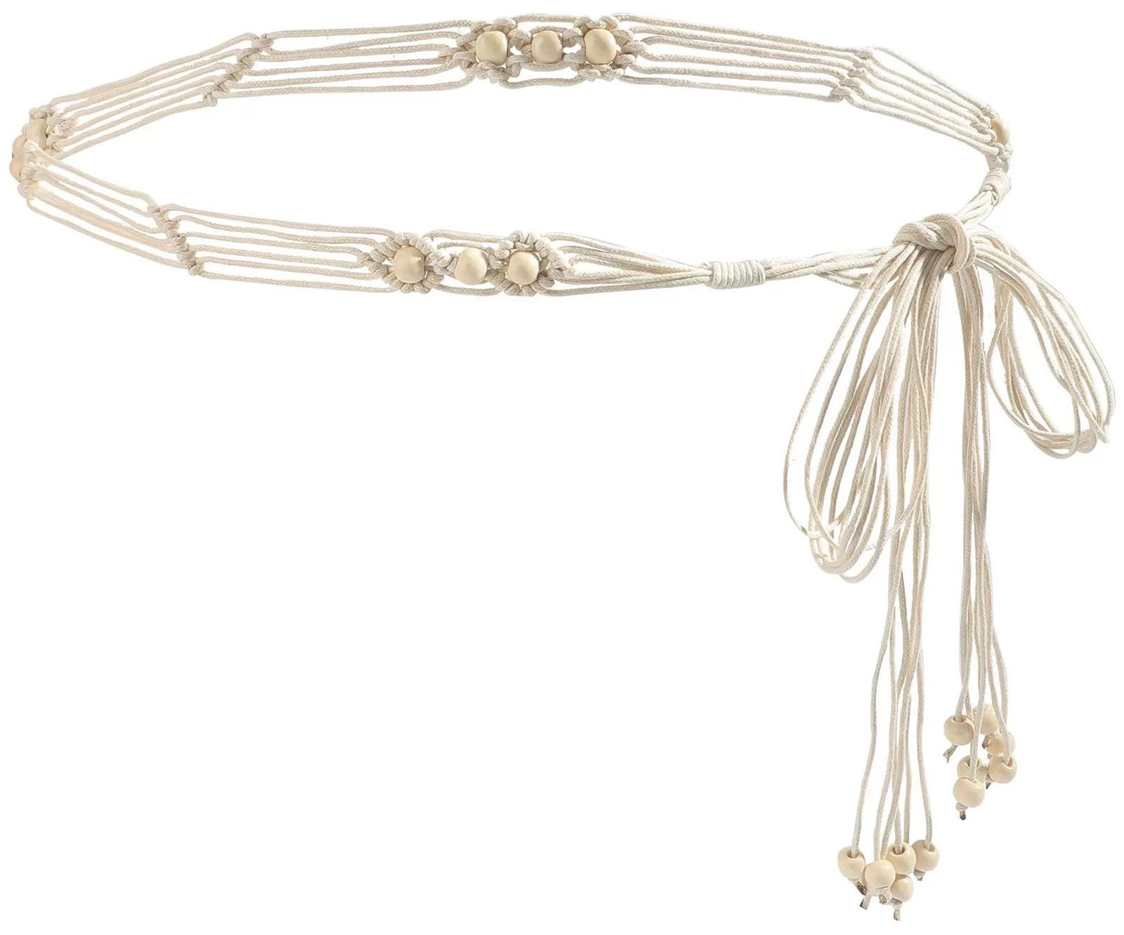 LIMHOO Women's Boho Braided Belt Adjustable Beaded Rope Waist Belts for Dresses