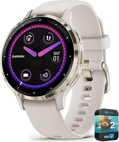 Miniatura 12 de Garmin 010-N2785-02 Venu 3S Reloj inteligente GPS para salud y fitness, bisel dorado suave/correa gris 41mm (reacondicionado) Paquete con 2 años de