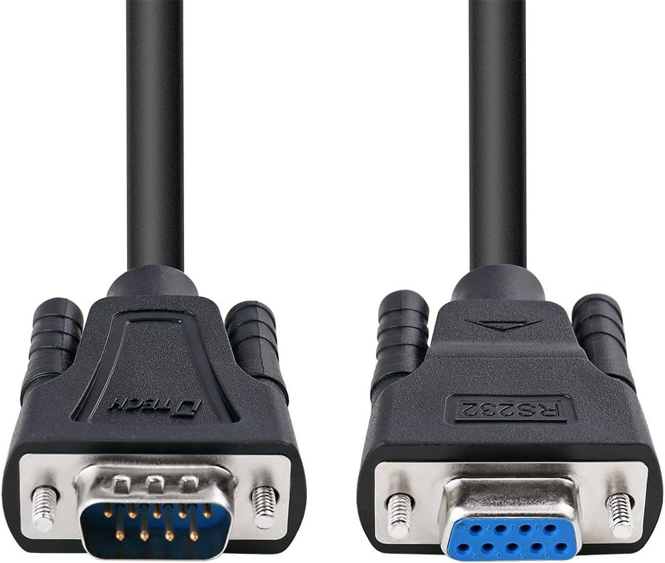 DTECH 10ft COM Port Serial Cable Male to Female RS232 Extension 9 Pin Straight Through Cord (3 Meter, Black)