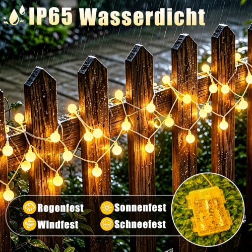 cshare Led Lichterketten Globe Außen, 6M 40LED Kugel Batteriebetriebene Lichterkette mit Timer IP65 Wasserdicht für Jar Garten Camping… – Ansicht 3