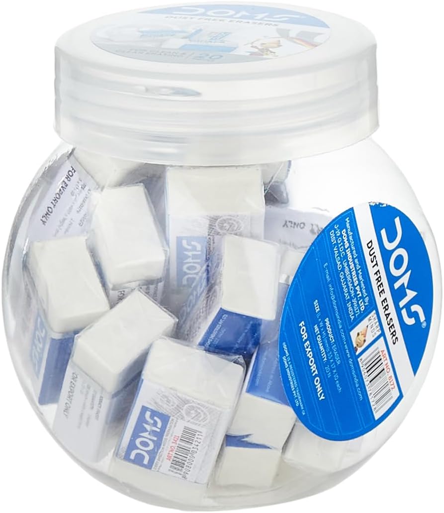 DOMS Dust Free White Eraser Jar 20 Pcs