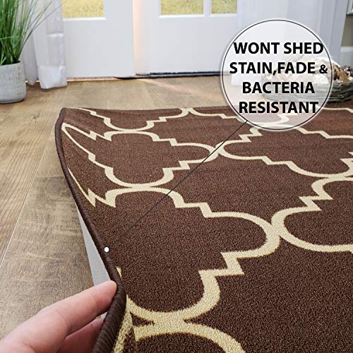 Rubber Backed Area Rug, 58 X 78 Inch, Trellis Mocha Brown, Non Slip, Kitchen Rugs And Mats #TOP5