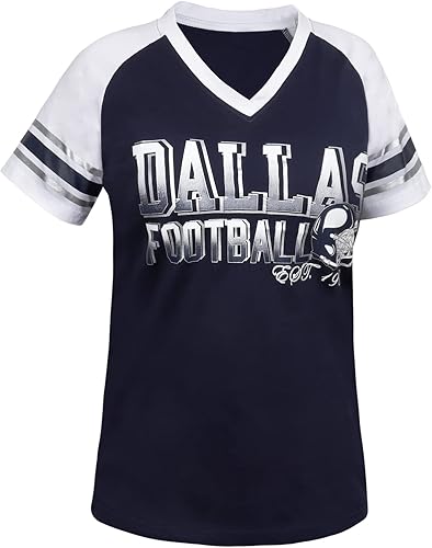 Miniatura 2 de Camisetas raglán Athletic City para mujeres fanáticos del fútbol - Azul marino y blanco